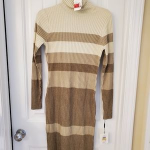 Calvin Klein Metallic Turtleneck Sweater Dress